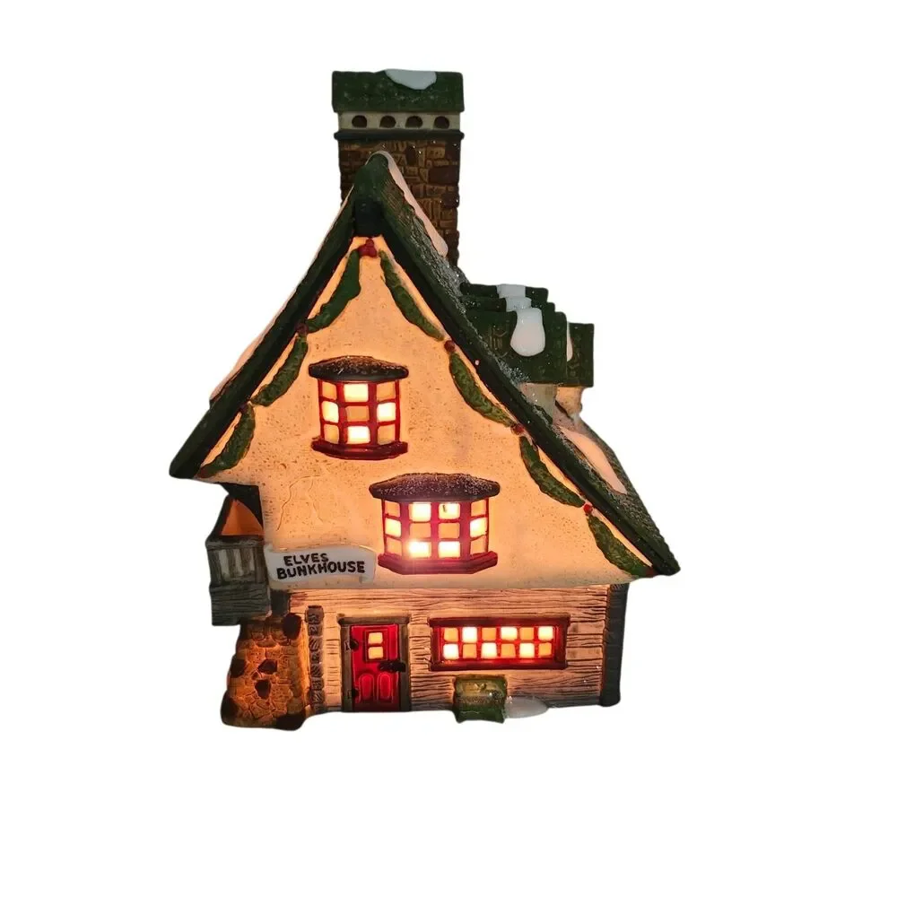 Dept 56 North Pole Series Elfin Bunkhouse Porcelain Village Vintage 90 #5601-4